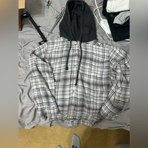 American Eagle Hooded Flannel Shirt